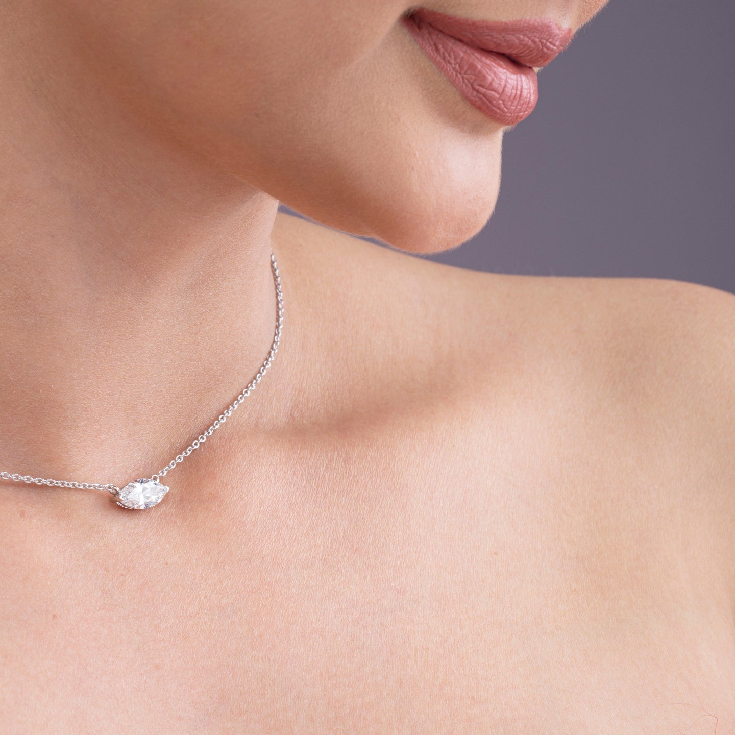 Marquise Cut Diamond Pendant Necklace.