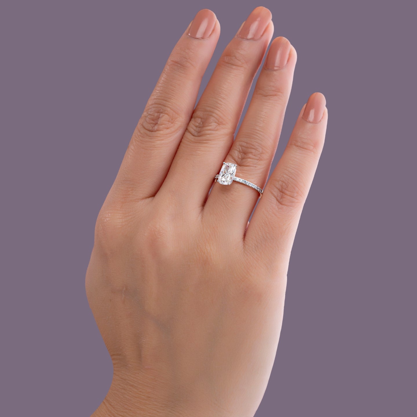 Micro-pavé Cushion diamond eternity.