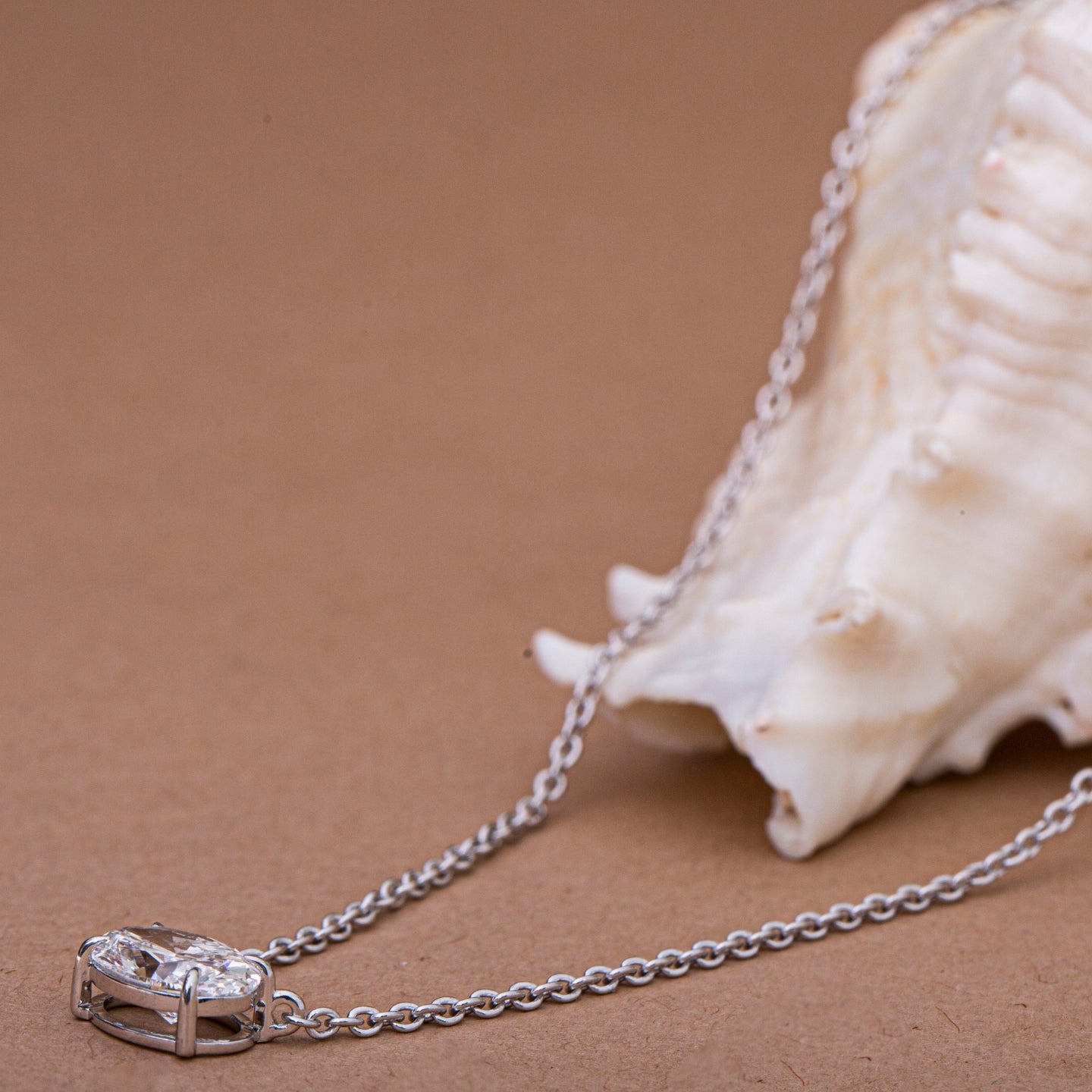 Oval Cut Diamond Pendant Necklace.