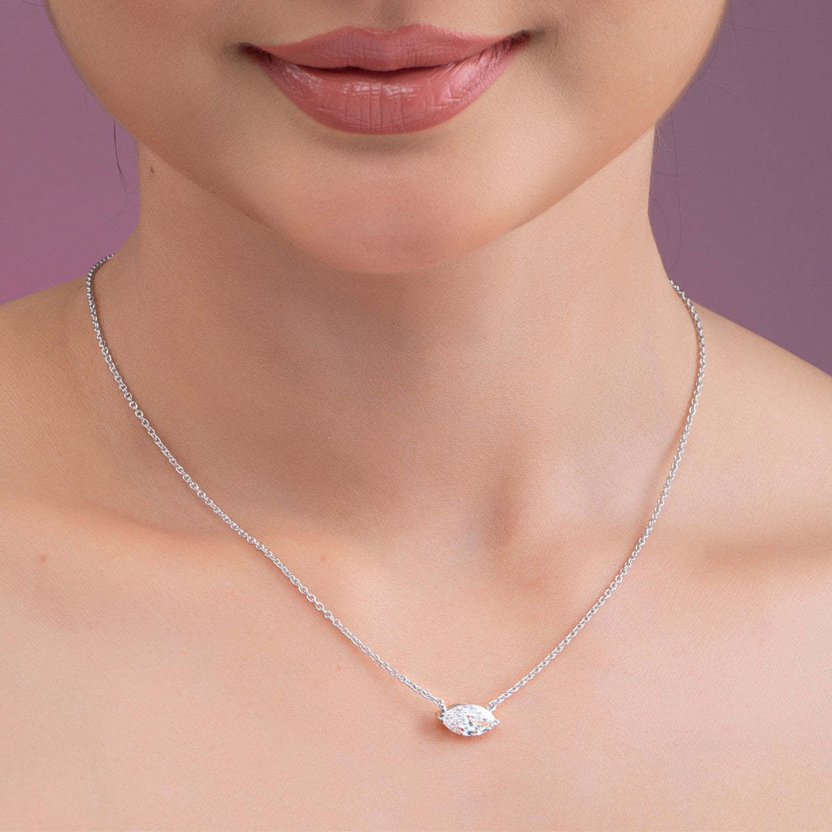 Marquise Cut Diamond Pendant Necklace.