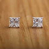 Pricess Cut Diamond Earrings.