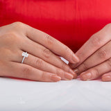 Graceful & Linear Emerald Diamond Ring.