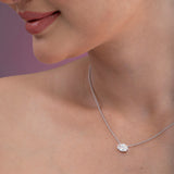 Oval Cut Diamond Pendant Necklace.