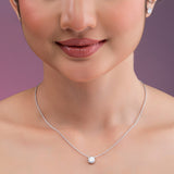 Round Cut Diamond Pendant Necklace.