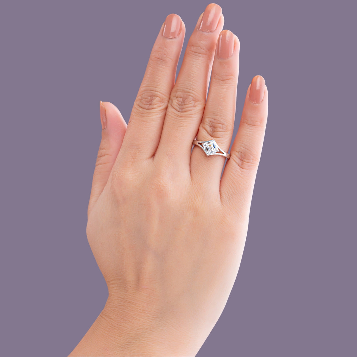 Asscher Cut Solitaire Diamond Ring.