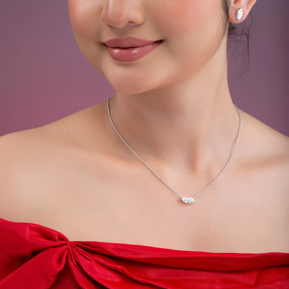 Marquise Cut Diamond Pendant Necklace.