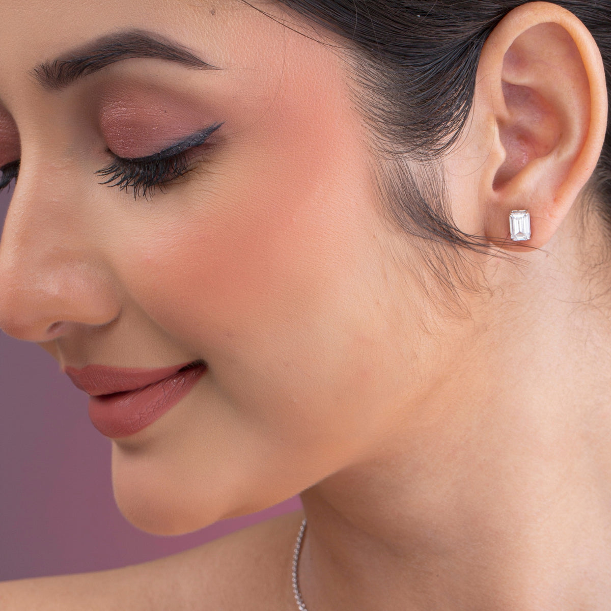 Emerald Cut Studs Diamond Earrings.
