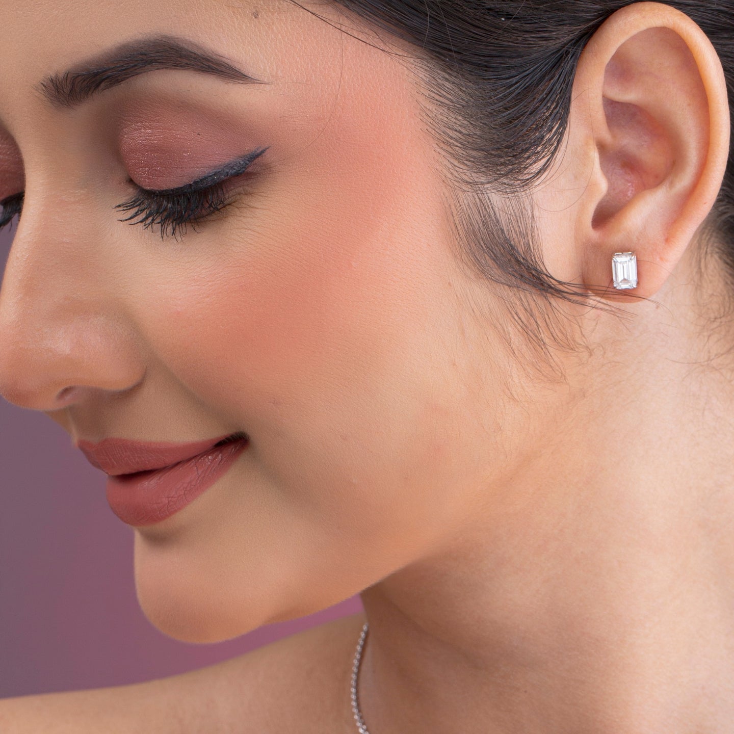 Emerald Cut Studs Diamond Earrings.