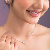 Emerald Cut Diamond Pendant Necklace.