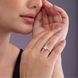 Shared Prong Pavé Band Oval Ring.