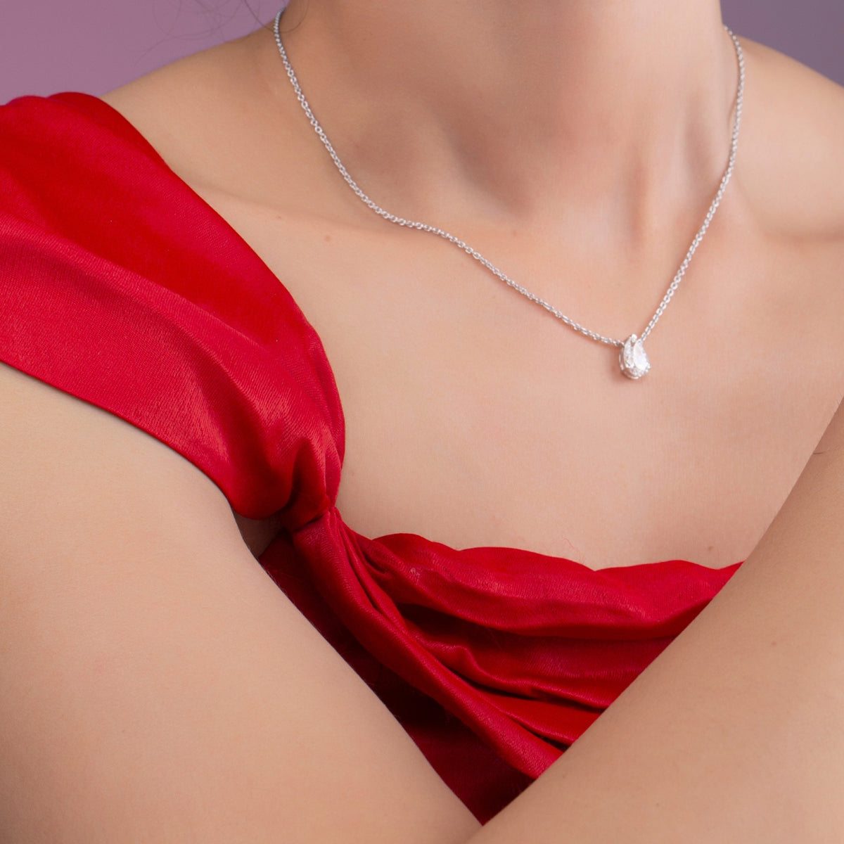 Pear Cut Diamond Pendant Necklace.