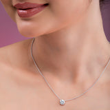 Round Cut Diamond Pendant Necklace.