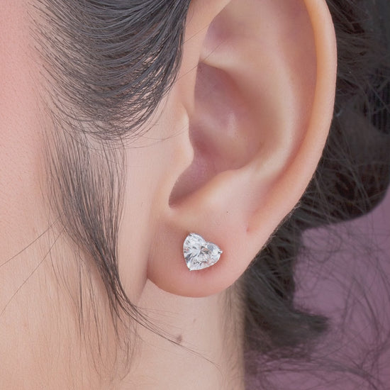 Solitaire Heart Cut Diamond Earrings.