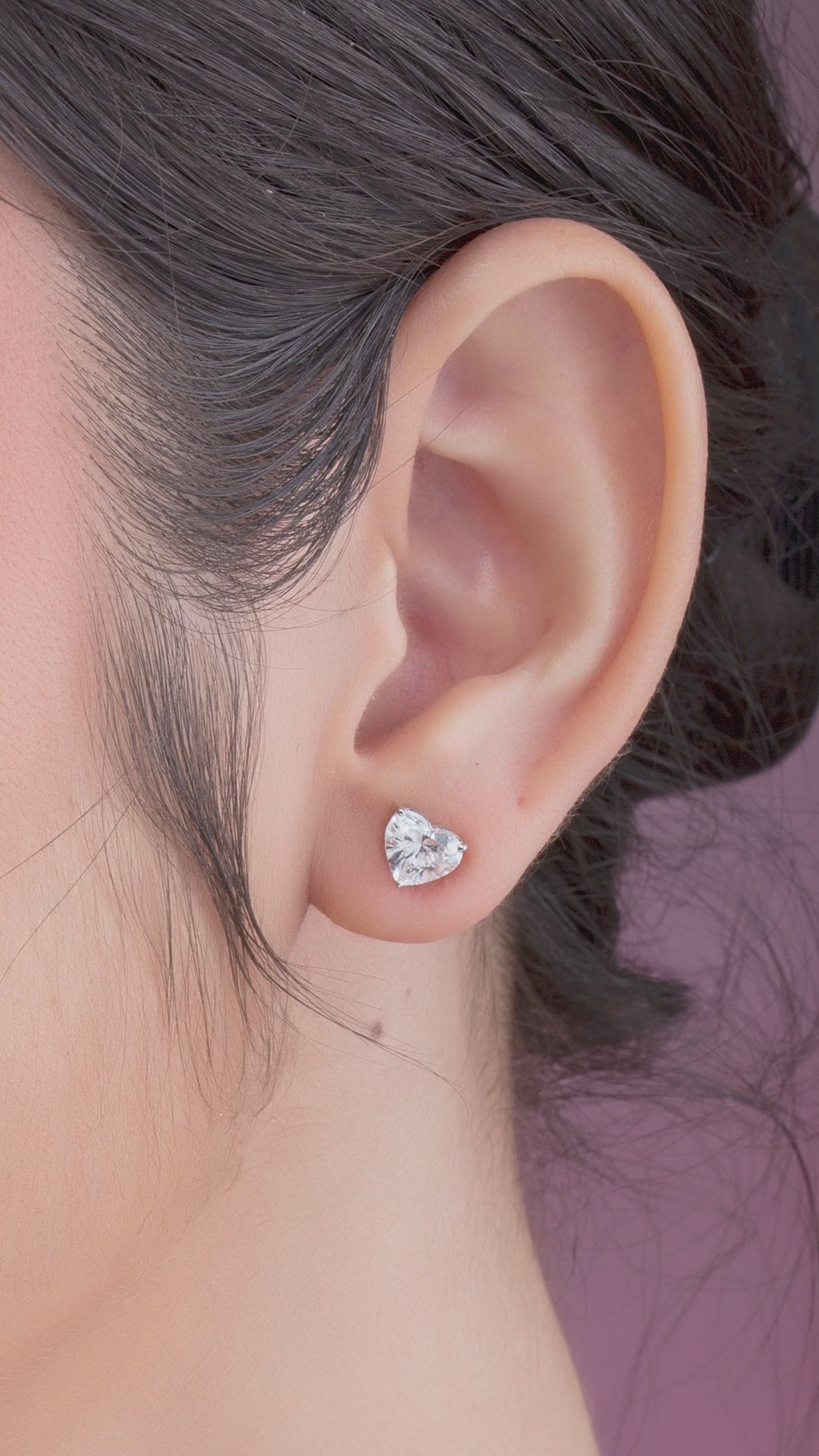 Solitaire Heart Cut Diamond Earrings.