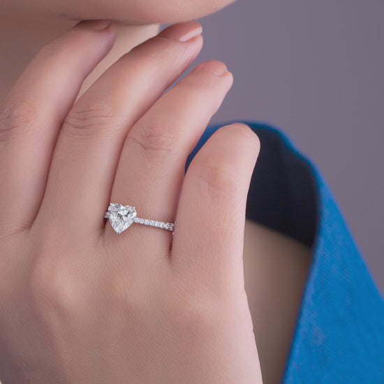 Heart Solitaire Diamond Pavé Ring.
