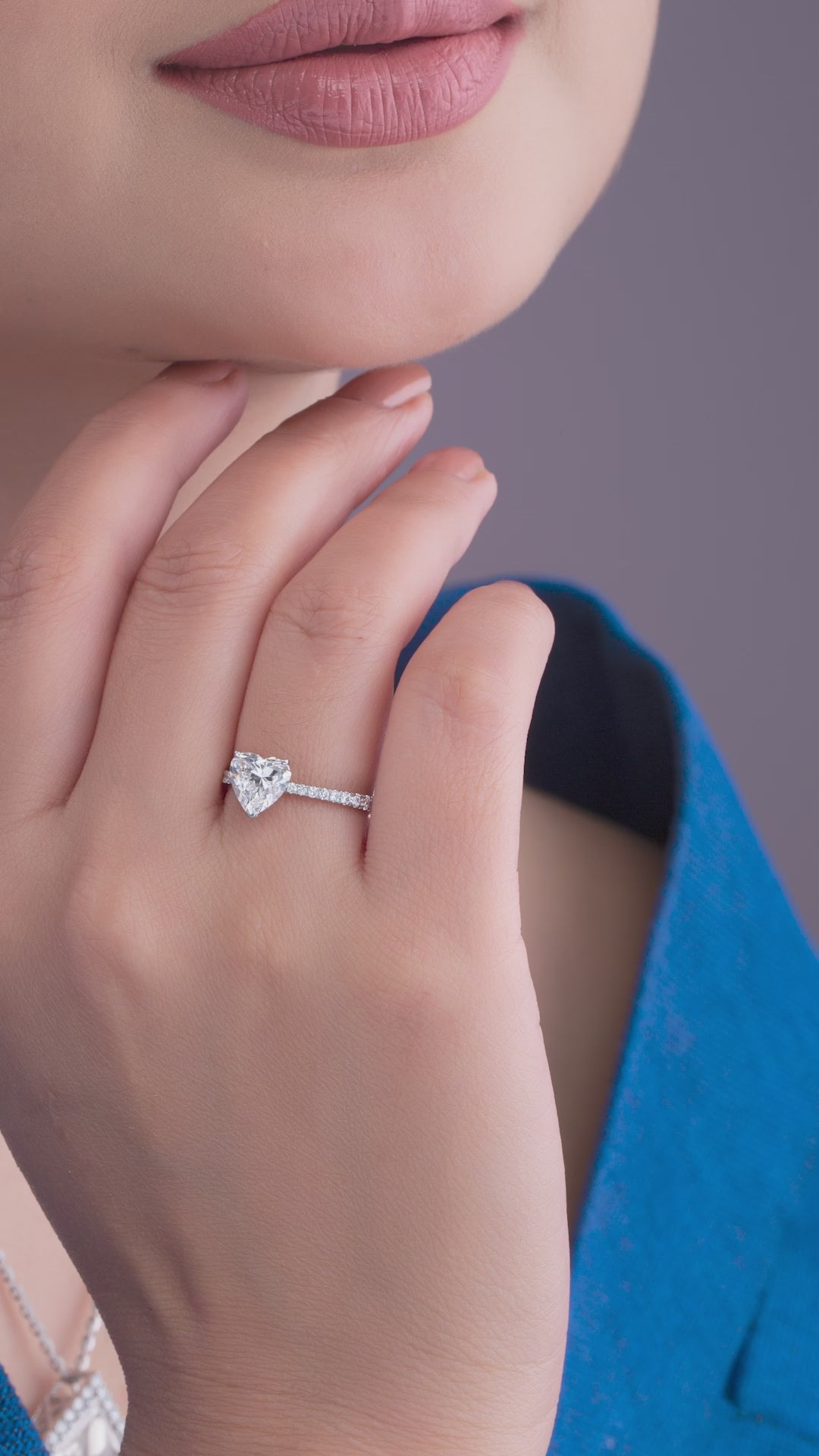 Heart Solitaire Diamond Pavé Ring.